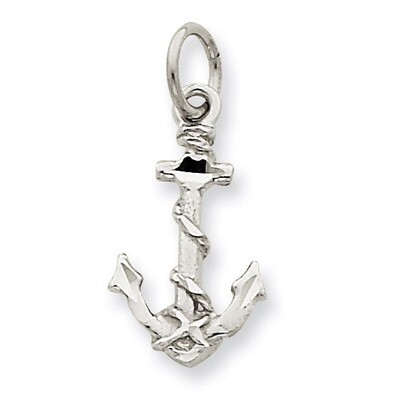 Diamond-cut 3-Dimensional Anchor Charm 14k White Gold Solid Polished D1359, MPN: D1359, 886774618258