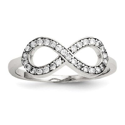 CZ Infinity Ring Sterling Silver Rhodium-plated QR5884-10, MPN: QR5884, 886774373065