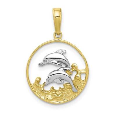 Double Dophins Charm 10k Gold &amp; Rhodium 10K4186, MPN: 10K4186, 63721818682