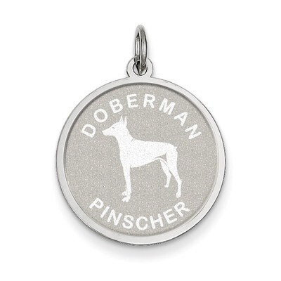 Doberman Pinscher Disc Charm Sterling Silver QC2683, MPN: QC2683, 883957136660