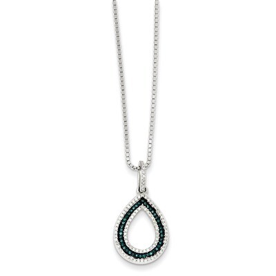 Blue and White Diamond Teardrop Pendant Sterling Silver QP3679, MPN: QP3679, 883957028255