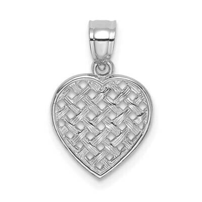 Cut-Out Textured Woven Heart Charm 14k White Gold K7101W, MPN: K7101W,