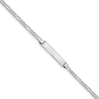 7 Inch Figaro Link ID Bracelet 14k white Gold FG80IDW-7, MPN: FG80IDW-7, 883957920474
