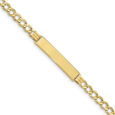 7 Inch Semi-solid Curb Link ID Bracelet 10k Gold 10DCID133-7, MPN: 10DCID133-7, 191101440663