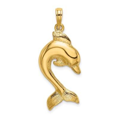 Polished Dolphin Jumping Charm 14k Gold 2-D K7416, MPN: K7416, 637218010998