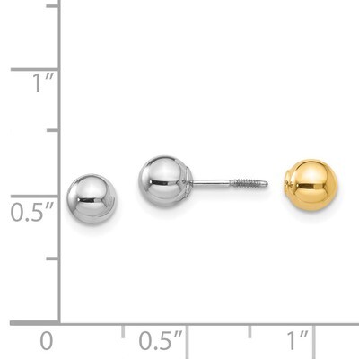 Two-tone Reversible 5mm Ball Screw Earrings - 14k Gold GK422 by Madi K, MPN: GK422, 191101787171