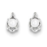 Pearl &amp; Diamond June Earrings Sterling Silver Cultured QBE21JUN, MPN: QBE21JUN, 883957500737