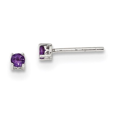 3mm Round Amethyst Post Earrings Sterling Silver QBE25FEB, MPN: QBE25FEB, 191101048517