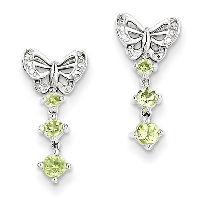 Peridot Diamond Earrings Sterling Silver QE10284PE, MPN: QE10284PE, 883957356754