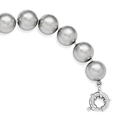 12-13Mm Grey Shell Bead Hand Knotted Bracelet Sterling Silver QMJB12G-7.5, MPN: QMJB12G-7.5, 886774…