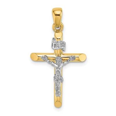 Inri Hollow Crucifix Charm 14k Gold Rhodium K2182, MPN: K2182, 637218088546