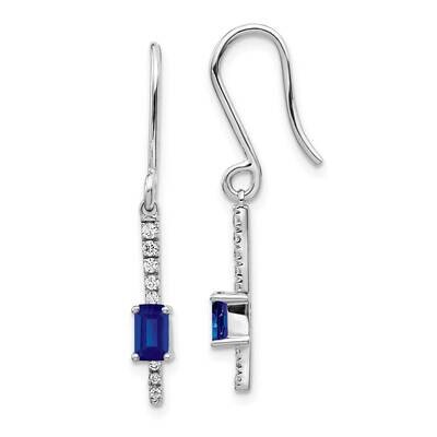 Sapphire Fancy Earrings 14k White Gold Diamond EM3875-SA-014-WA, MPN: EM3875-SA-014-WA, 191101836381