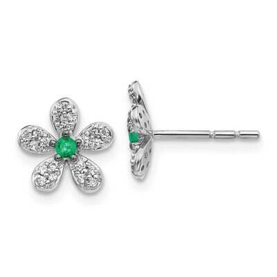 Emerald Earrings 14k White Gold Diamond EM4046-EM-016-WA, MPN: EM4046-EM-016-WA, 191101837791