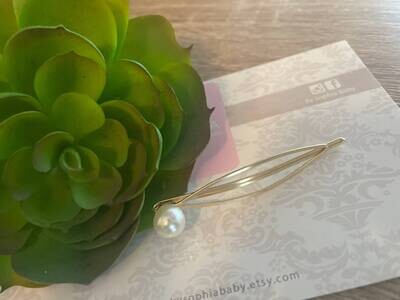 Flower Pearl Bow Hair Clip ivory Bow Hair Clip Pearl Baby Hair Clip Flower Girl Hair Clip Baptism H…