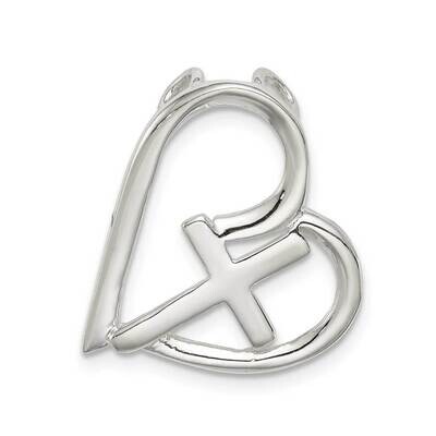 Cross Heart Chain Slide Sterling Silver Polished QC9713, MPN: QC9713, 886774038124