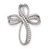 CZ Diamond Cross Chain Slide Sterling Silver Polished QC8250, MPN: QC8250, 191101364495