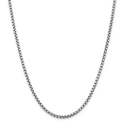 3.5mm Diamond-Cut Round Box Chain 26 Inch Sterling Silver Antiqued QFC136-26, MPN: QFC136-26, 88395…