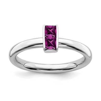 Garnet Ring Sterling Silver Rhodium-plated QSK2117, MPN: QSK2117, 191101210440