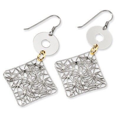 and 18K Yellow Gold-plated Fancy Earrings Sterling Silver QV416