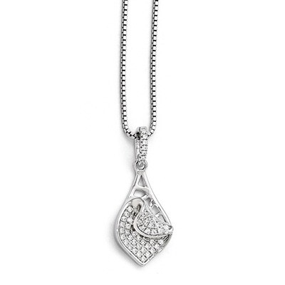 Necklace Sterling Silver &amp; Cubic Zirconia QMP1226-18, MPN: QMP1226-18,