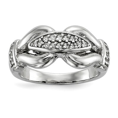 Textured Fancy CZ Diamond Ring Sterling Silver Rhodium-plated Polished QR6530, MPN: QR6530,