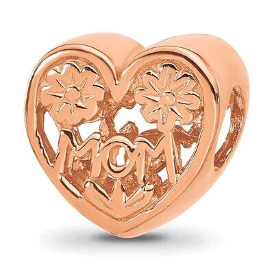 Rose Gold-plated Floral Mom Heart Bead Sterling Silver QRS2450RP, MPN: QRS2450RP,