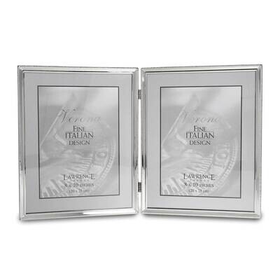 Polished Silver-plated 8 x 10 Inch Hinged Double Picture Frame Bead Border Design GM22291, MPN: GM2…