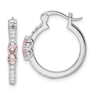 Pink CZ Diamond Hoop Earrings Sterling Silver Rhodium-Plated QE16291, MPN: QE16291, 196904169261