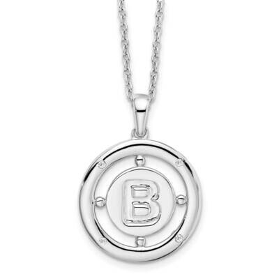 White Ice .025Ct. Diamond Initial B Necklace Sterling Silver QW499B-18, MPN: QW499B-18, 191101479236