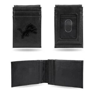 NFL Detroit Lions Black Faux Leather Front Pocket Wallet GC7518, MPN: GC7518, 767345895981