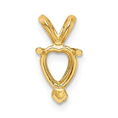 Heart 3-Prong Cast V-End 3.0mm Pendant Setting 14k Yellow Gold YG997, MPN: YG997,