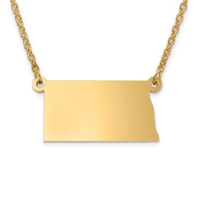North Dakota State Pendant with Chain Engravable Gold-plated on Sterling Silver, MPN: XNA706GP-ND, …