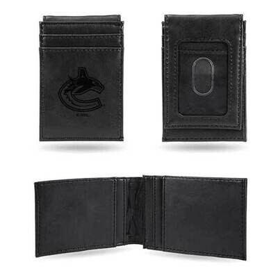 NHL Vancouver Canucks Black Faux Leather Front Pocket Wallet GC7616, MPN: GC7616, 767345896629