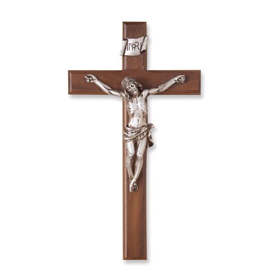 12 Silver-plated Corpus Walnut Crucifix GP5488, MPN: GP5488, 827225176163