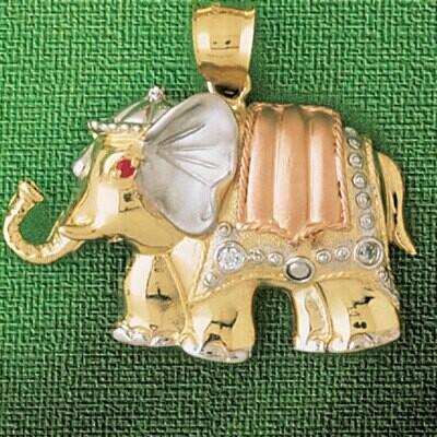 Dazzlers Jewelry Elephant Pendant Necklace Charm Bracelet in Yellow, White or Rose Gold 2301, MPN: …