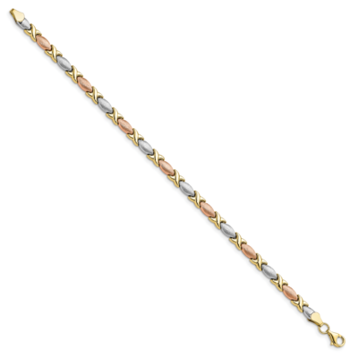 Leslie&#39;s Brushed Bracelet 10k Gold Tri-color Polished HB-10LF598-7.5, MPN: 10LF598-7.5, 191101744549