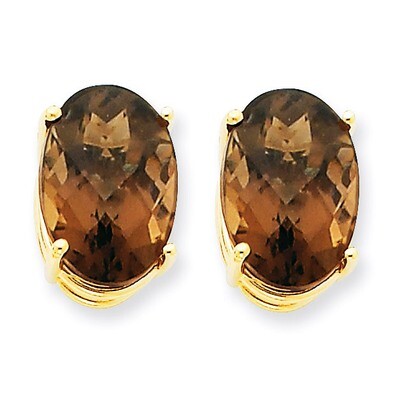 14x10 Oval Smokey Quartz Earrings 14k Gold XE92SQ, MPN: XE92SQ, 883957109466