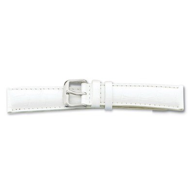 18mm Long White Crocodile Grain Chrono Watch Band Silver-tone Buckle BA108L-18, MPN: BA108L-18, 602…