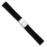 20mm Black Lattice Design Silicone Silver-tone Deploy Buckle Watch Band 7.25 Inch BA222-20, MPN: BA…