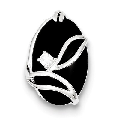 Onyx and Diamond Slide Sterling Silver QP470, MPN: QP470, 191101280146
