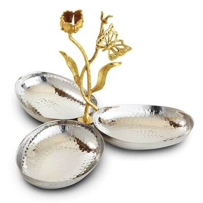 Butterfly Hammered Stainless Steel Triple Dish GM22368, MPN: GM22368, 15227700763