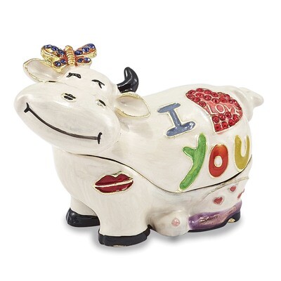 I Love You Cow Trinket Box Enamel on Pewter by Jere, MPN: BJ2075, 191101595134