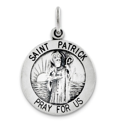 Saint Patrick Medal Sterling Silver Antiqued QC3619, MPN: QC3619, 191101181948