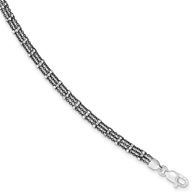 Rhodium-plated Multi-chain Bracelet Sterling Silver QG3832-7.5