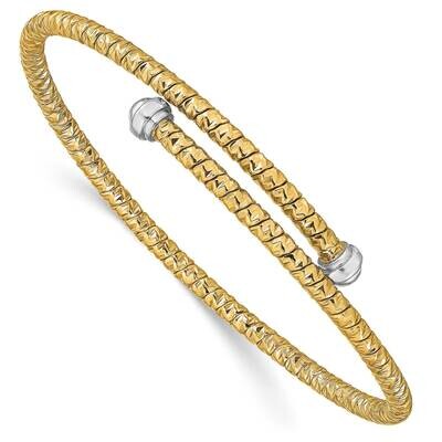 Leslie&#39;s Diamond-cut Flexible Bangle Bracelet 14k Two-tone Gold Polished HB-LF1333, MPN: LF1333, 19…