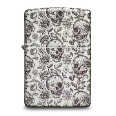 Zippo Glow in the Dark Green Floral Skull Design Lighter GM25770, MPN: GM25770, 191693199772