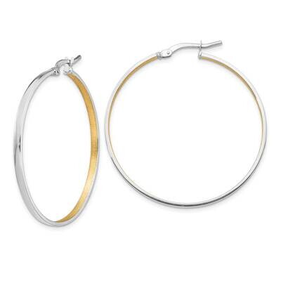 Polished Brushed 2mm Hoop Earrings 14k Gold Rhodium TF1361YW, MPN: TF1361YW, 191101986420
