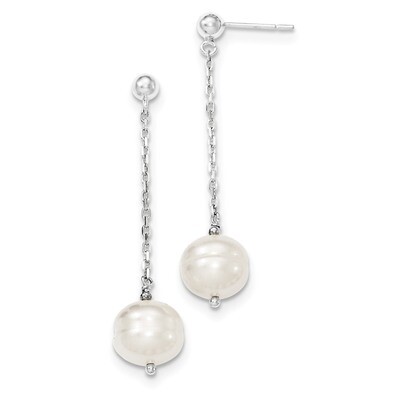 10mm Cultured Pearl Dangle Post Earrings Sterling Silver QE9339, MPN: QE9339, 883957545387