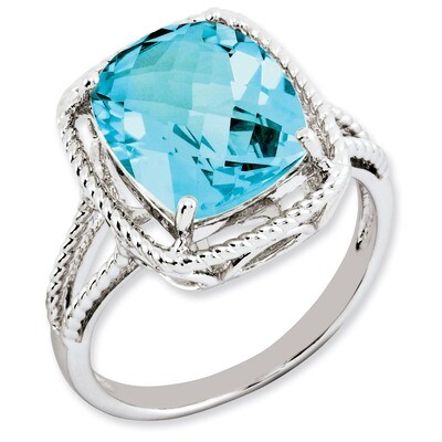 Blue Topaz Ring Sterling Silver QR2956BT, MPN: QR2956BT, 883957617503