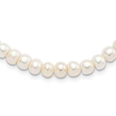 7-8mm White Cultured Freshwater Pearl Necklace Sterling Silver Rhodium-plated QH5628-18, MPN: QH562…